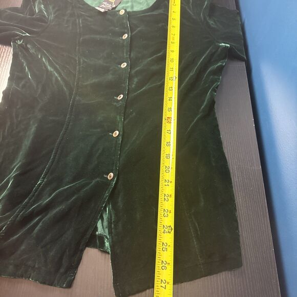 Dana B & Karen Womens Velvet Top 4 Silk Button Up Minimalist Forest Fairy Dark - Picture 10 of 10